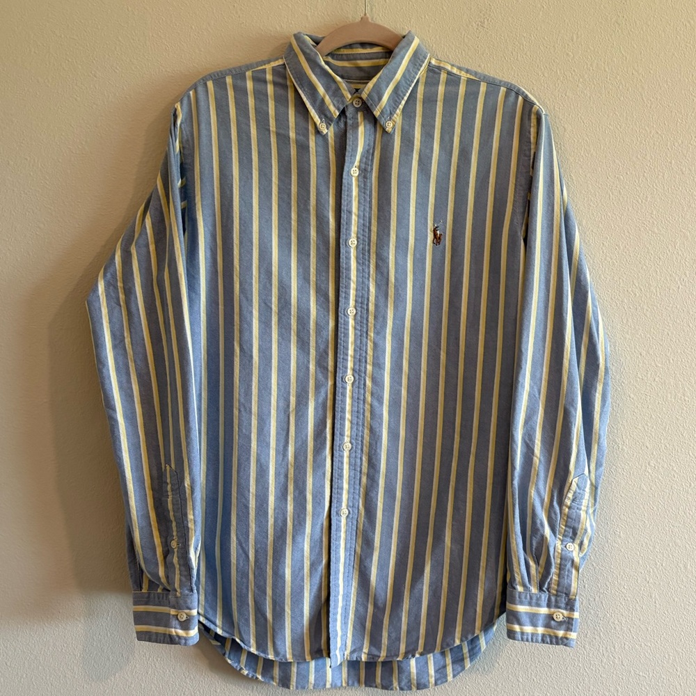 Polo Ralph Lauren Buttondown Shirt Long-Sleeve Men’s Medium Stripes Blue Yellow